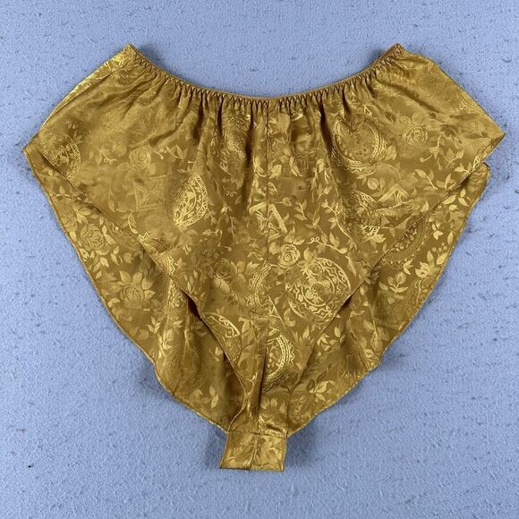 Vintage Victoria’s Secret Gold Jacquard Flutter Floral Satin Panties Shorts M‎ - Picture 1 of 16